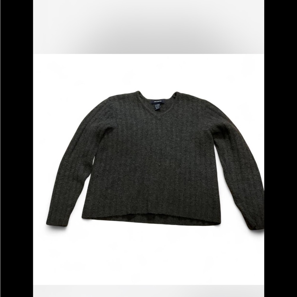 The Limited angora lambswool Charcoal‎ V-Neck Sweater